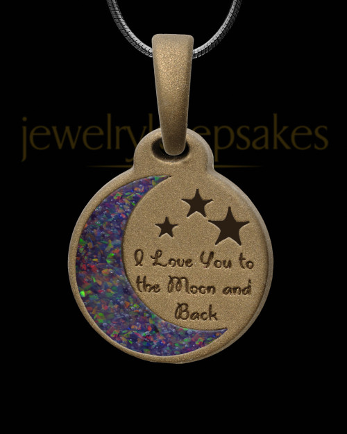 Moon and Back Bronze Finish with Black Blaze Opal Ash Jewelry