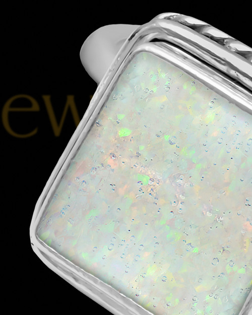 Ladies Calliope Crushed Linen Opal Silver Ash Ring