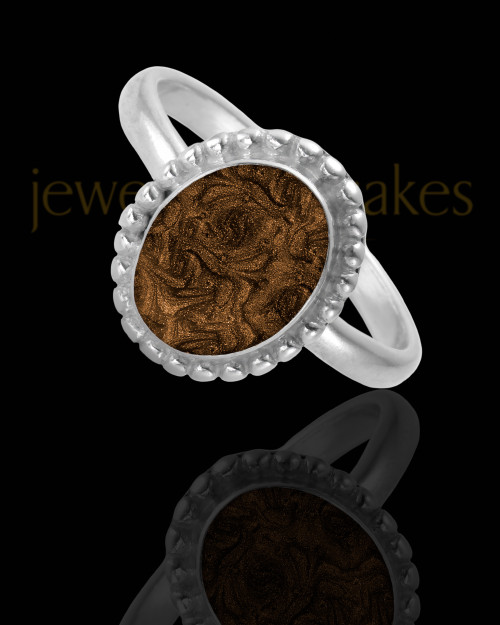 Ladies Carrollton with Coffee Silver Ash Ring