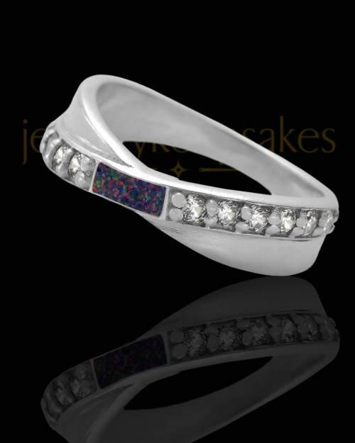 Ladies Botinelli Black Blaze Opal Silver Ash Ring