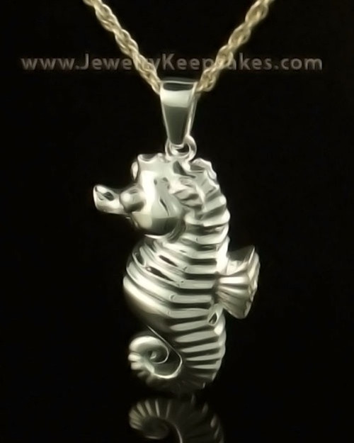 Remembrance Pendant 14 Karat White Gold Seahorse