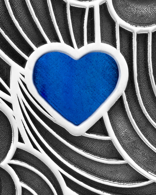 Solid 14K White Gold Lapis Boxed Heart Ash Jewelry