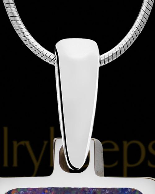 Solid 14K White Gold Blackpine Rectangle Ash Jewelry