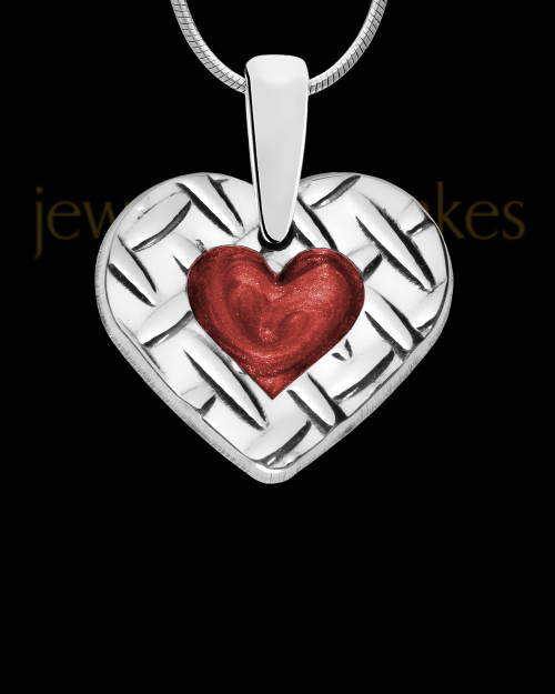 Solid 14K White Gold Cabernet Heart Ash Jewelry