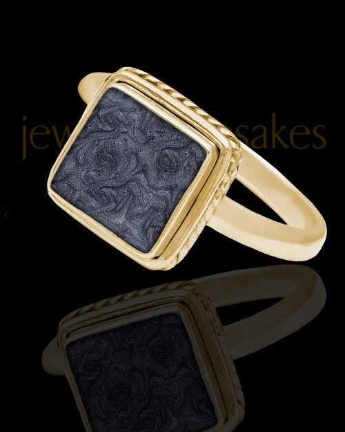 Solid 14K Gold Ladies Calliope with Graphite Ash Ring