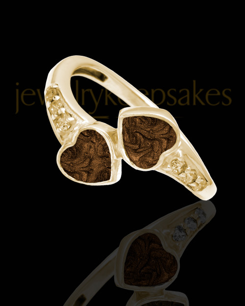 Solid 14K Gold Ladies Isadora with Coffee Ash Ring