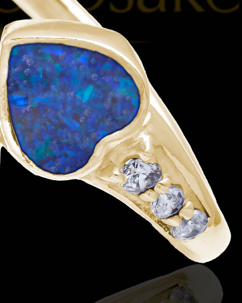 Solid 14K Gold Ladies Isadora Ocean Tide Opal Ash Ring