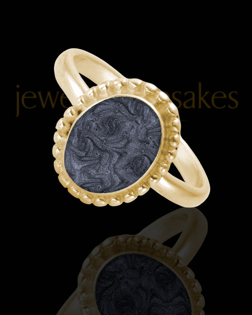 Solid 14K Gold Ladies Carrollton with Graphite Ash Ring