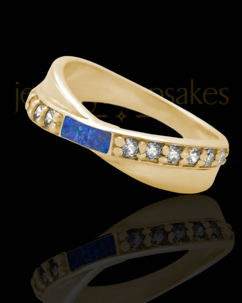 Solid 14K Gold Ladies Botinelli Ocean Tide Opal Ash Ring