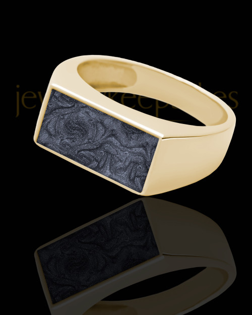 Solid 14K Gold Men's Dumaine with Graphite Ash Ring