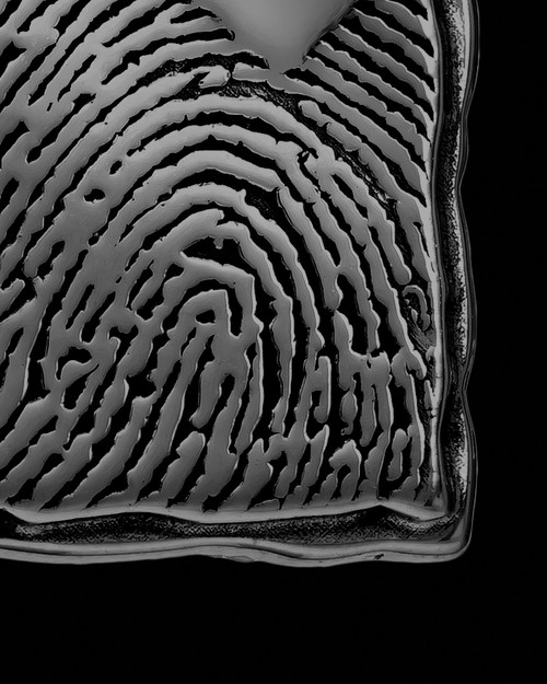 My Love Rectangle Thumbprint Black Plated Pendant With Signature