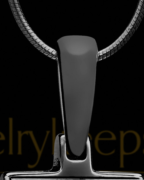 Black Plated Thumbprint Rectangle With Signature Pendant