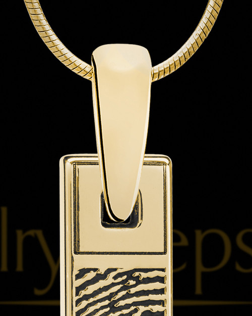 Gold Plated Bar Thumbprint With Signature Pendant