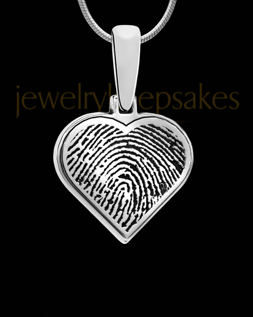 Sterling Silver Heart Thumbprint With Signature Pendant