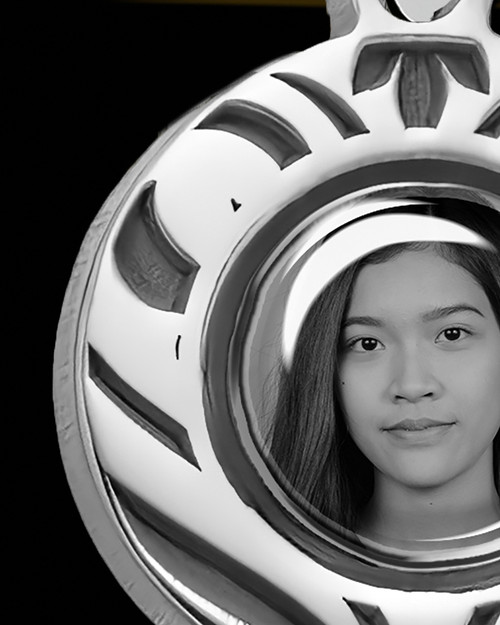 Sterling Silver Intricate Circle Color Photo Pendant