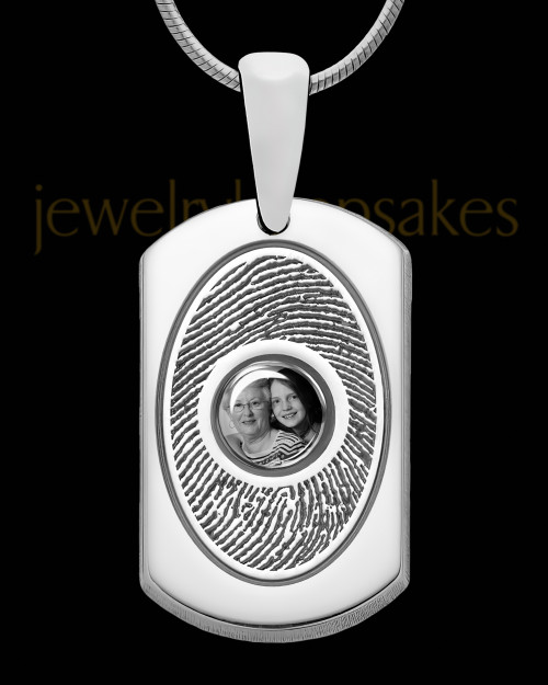 Sterling Silver Photo Dog Tag Thumbprint Pendant