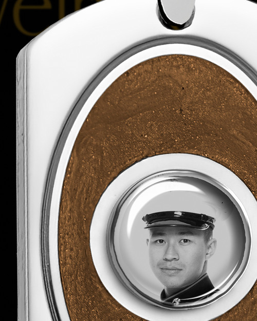 Sterling Silver Photo Dog Tag  with Espresso Ash Jewelry