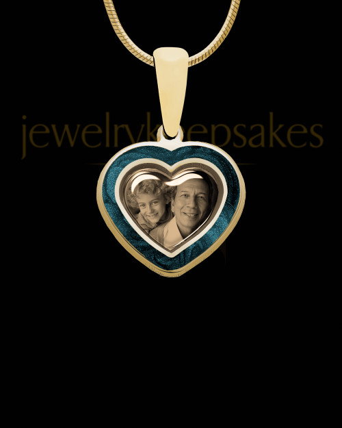 14K Gold Photo Heart with Borealis Ash Jewelry