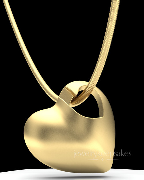 Gold Plated Small Natural Heart Permanently Sealed Cremation Pendant