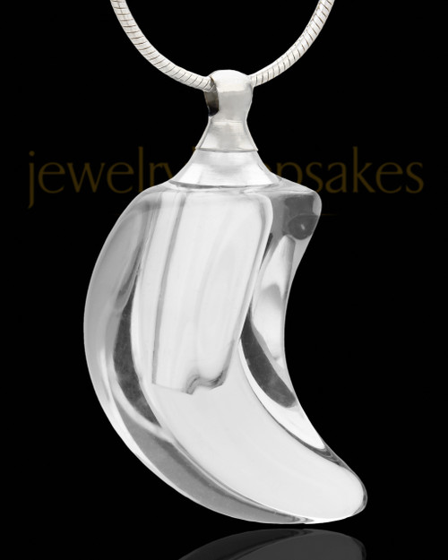 Ash Jewelry Clear Crescent Glass Locket