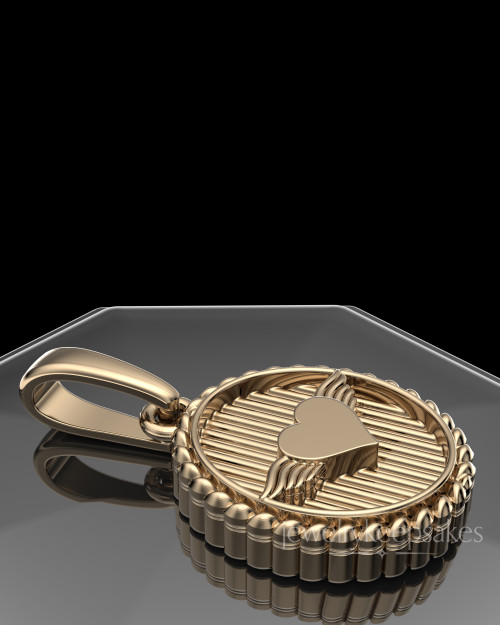 Solid 14K Gold Oval In Love Permanently Sealed Waterproof Keepsake Jewelry