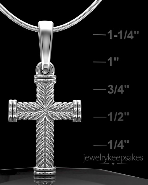 Sterling Silver Braided Cross Permanently Sealed Waterproof Keepsake Jewelry