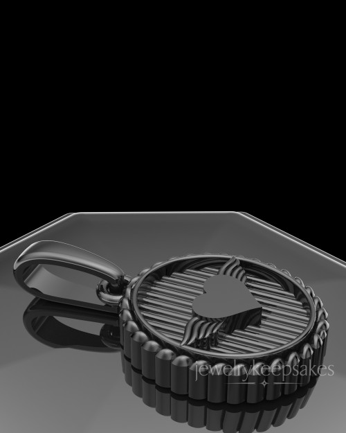 Black Plated Oval In Love Permanently Sealed Waterproof Keepsake Jewelry