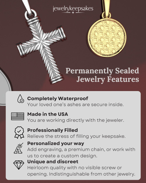 Rose Gold Plated Braided Cross Permanently Sealed Waterproof Keepsake Jewelry