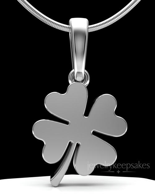 Solid 14k White Gold My Lucky Clover Permanently Sealed Keepsake Jewelry