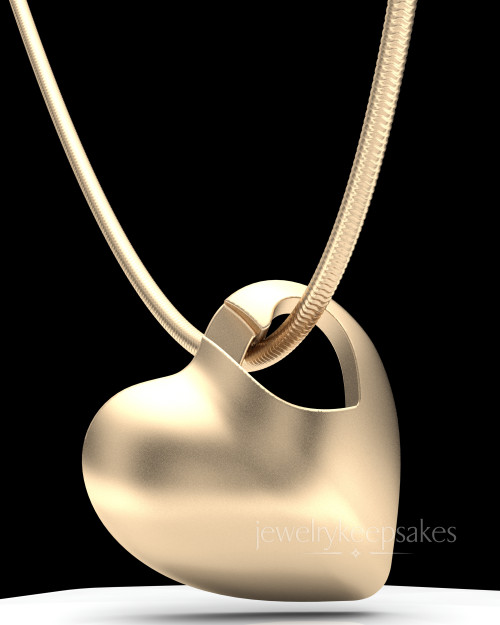 Solid 14K Gold Small Natural Heart Permanently Sealed Cremation Pendant