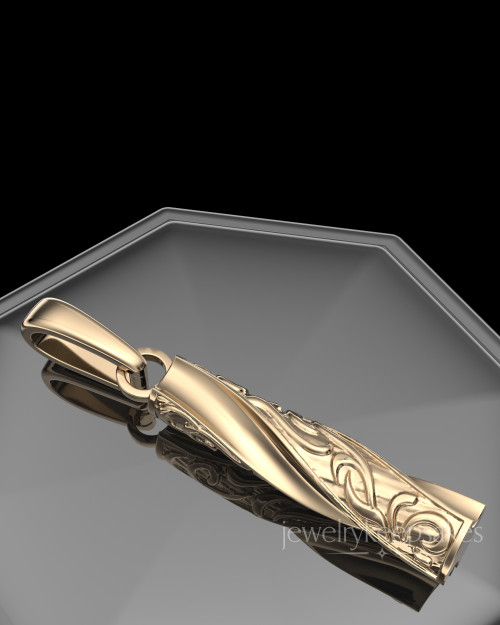 Solid 14k Gold Turned Cylinder Permanently Sealed Waterproof Cremation Jewelry