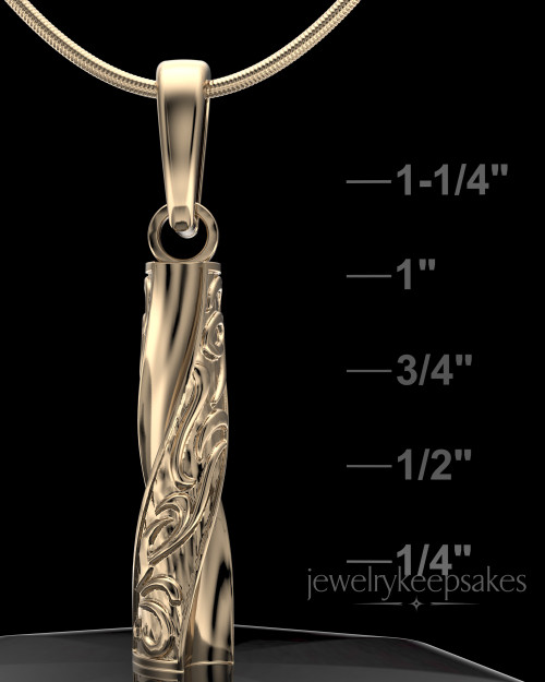 Solid 14k Gold Turned Cylinder Permanently Sealed Waterproof Cremation Jewelry