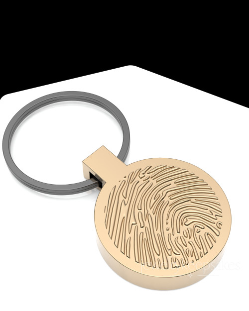 Solid 14K Yellow Gold Permanently Sealed Thumbprint Keychain
