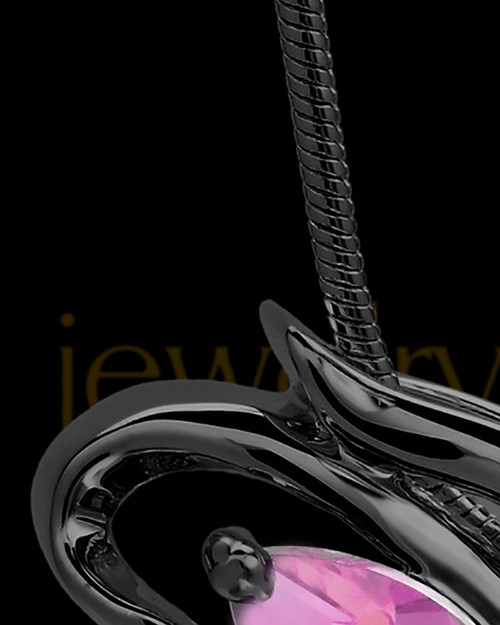 Black and Pink Bejeweled Butterfly Cremation Pendant