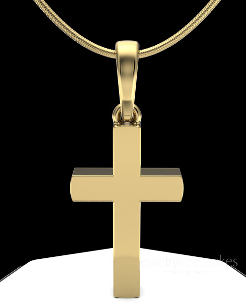 Gold Memorable Cross Permanently Sealed Waterproof Cremation Pendant