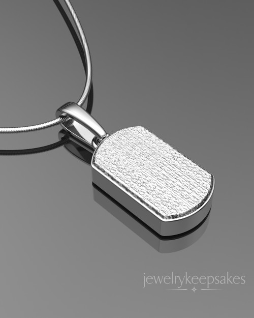 Sterling Silver Textured Dog Tag Permanently Sealed Waterproof Cremation Pendant