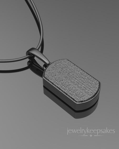 Black Plated Textured Dog Tag Permanently Sealed Waterproof Cremation Pendant
