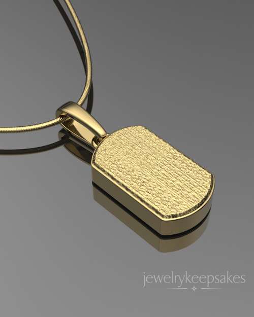 Gold Plated Textured Dog Tag Permanently Sealed Waterproof Cremation Pendant