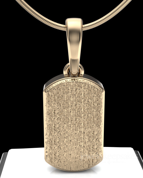 Solid 14k Gold Textured Dog Tag Permanently Sealed Waterproof Cremation Pendant