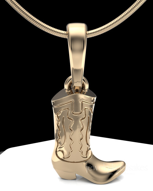 Solid 14k Gold Cowboy Boot Permanently Sealed Waterproof Cremation Pendant