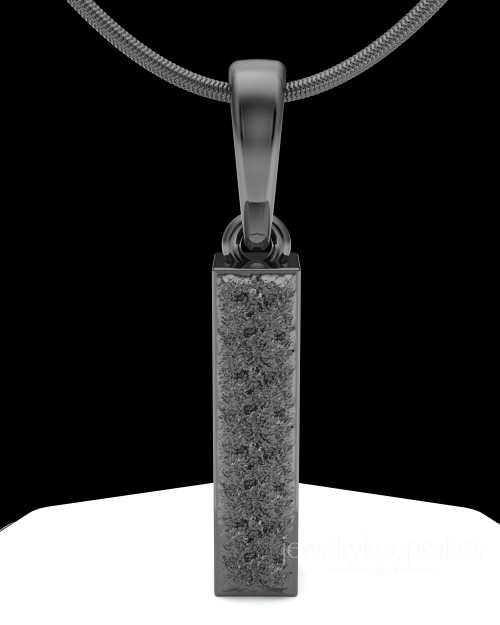 Black Plated Textured Rectangle  Permanently Sealed Waterproof Cremation Pendant