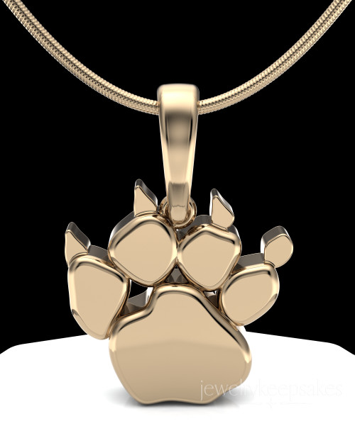 Solid 14k Gold Paw Permanently Sealed Waterproof Cremation Pendant