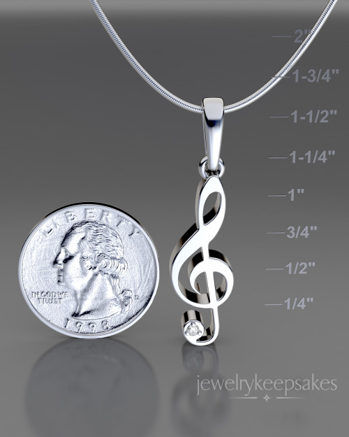Sterling Silver Musical Note Permanently Sealed Waterproof Cremation Pendant