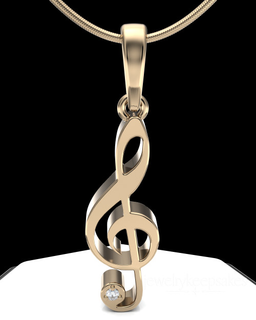 Solid 14k Gold Musical Note Permanently Sealed Waterproof Cremation Pendant