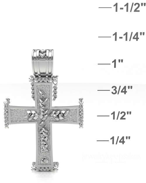 Solid 14k White Gold Inset Cross Permanently Sealed Waterproof Cremation Pendant