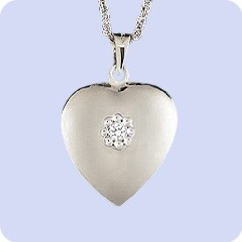 Cremains Locket Sterling Silver Diamond Heart