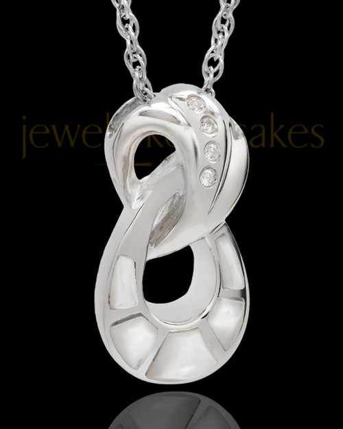 Sterling Infinity with Swarovski Stones Mother of Pearl Ash Pendant