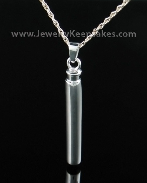 Cremains Locket Sterling Silver Long Cylinder