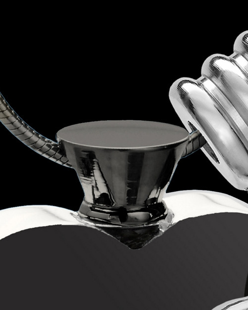 Black and Stainless Steel December Enamored Heart Cremation Keepsake