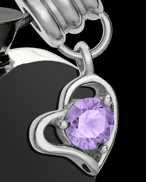 Black and Stainless Steel June Enamored Heart Cremation Keepsake